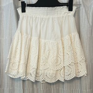 Steve Madden Cream Eyelet Tiered Mini Skirt